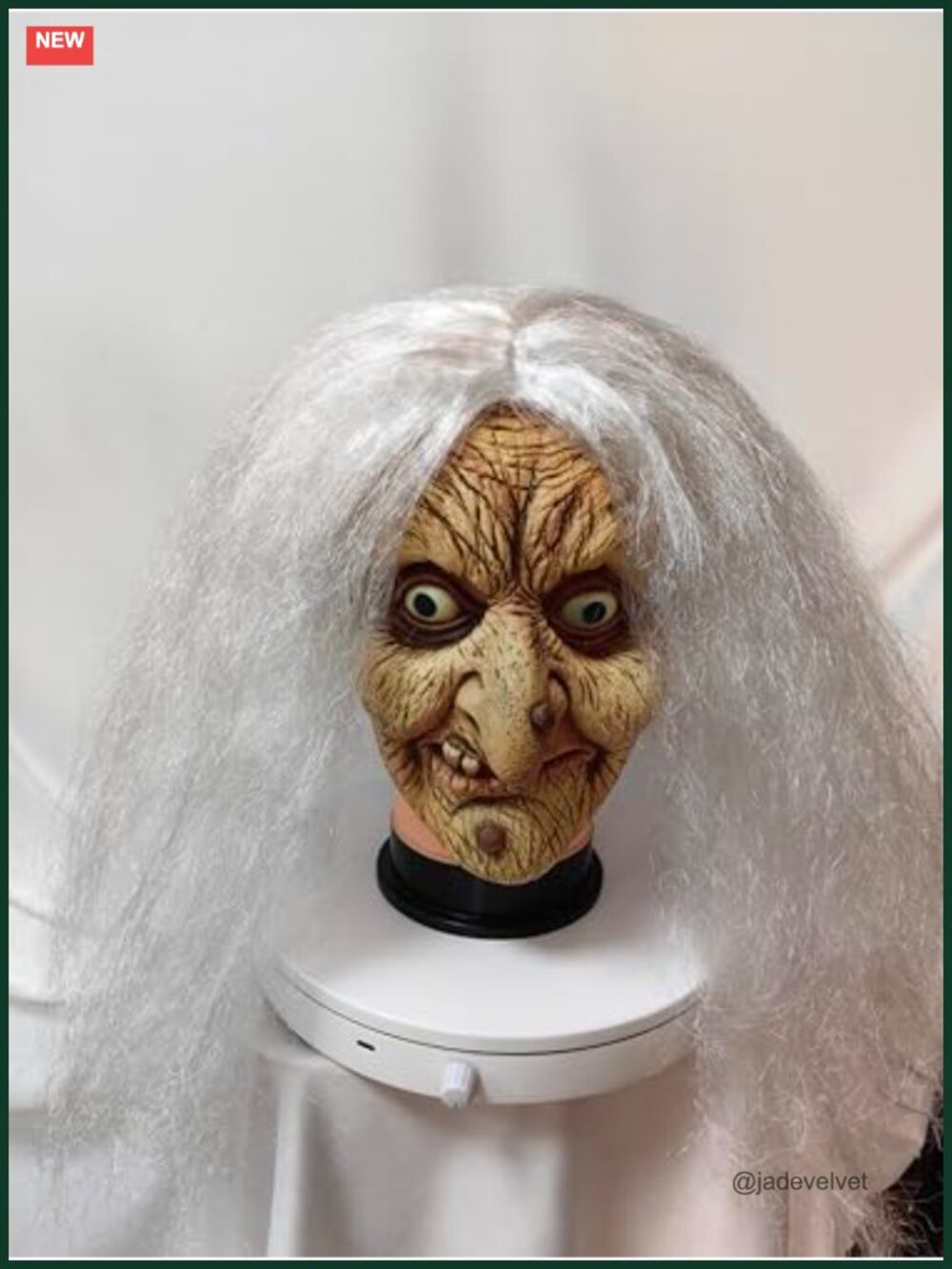 Latex Witch Mask Old Lady Warty Nose White Hair Halloween Costume